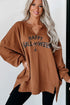 Sequin Graphic Notched Neck Long Sleeve Loose Tee