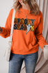 Sequin Graphic Oversized Long Sleeve Pullover Sweatshirt