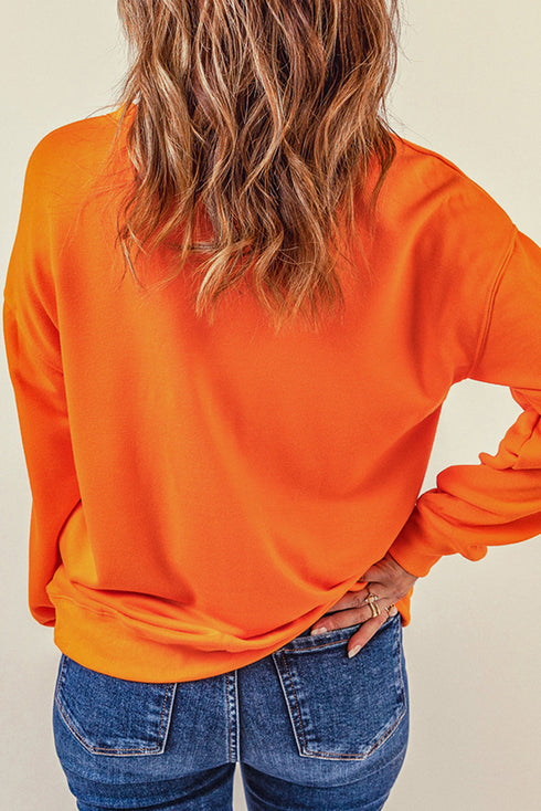 Sequin Graphic Oversized Long Sleeve Pullover Sweatshirt