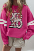 Sequin Graphic Varsity Stripe Crew Neck Sweatshirt