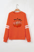 Sequin Graphic Varsity Stripe Drop Shoulder Crewneck Sweatshirt