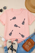 Sequin Guitar Graphic Crew Neck Short Sleeve Tee