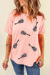 Sequin Guitar Graphic Crew Neck Short Sleeve Tee