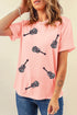 Sequin Guitar Graphic Crew Neck Short Sleeve Tee
