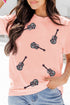 Sequin Guitar Graphic Crew Neck Short Sleeve Tee