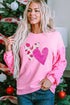 Sequin Heart Graphic Patchwork Long Sleeve Top