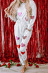 Sequin Heart Graphic Pullover And Jogger Lounge Set