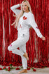 Sequin Heart Graphic Pullover And Jogger Lounge Set