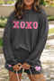Sequin Heart Letter Print Corded Long Sleeve Graphic Sets