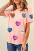 Sequin Heart Patch Relaxed Fit Graphic Shirt