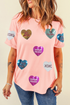 Sequin Heart Patch Relaxed Fit Graphic Shirt