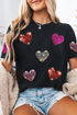 Sequin Heart Patch Short Sleeve Crewneck Tee