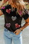 Sequin Heart Patch Short Sleeve Crewneck Tee