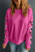 Sequin Heart Sleeve Crew Neck Pullover Sweatshirt