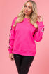 Sequin Heart Sleeve Crew Neck Pullover Sweatshirt