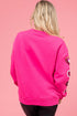 Sequin Heart Sleeve Crew Neck Pullover Sweatshirt