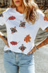 Sequin Leaf And Turkey Graphic T Shirt