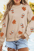 Sequin Leaf Drinks Patch Graphic Mock Neck Sweatshirt
