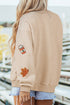 Sequin Leaf Drinks Patch Graphic Mock Neck Sweatshirt