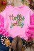 Sequin Letter Graphic Drop Shoulder Long Sleeve Pullover Top