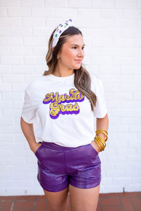 Sequin Letter Graphic Short Sleeve Jersey Tee