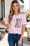 Sequin Letter Leopard Print Multiple Patched Graphic Tee