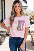 Sequin Letter Leopard Print Multiple Patched Graphic Tee