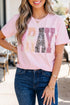 Sequin Letter Leopard Print Multiple Patched Graphic Tee