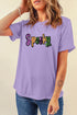 Sequin Letter Patch Graphic Short Sleeve Tee Shirt