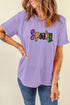 Sequin Letter Patch Graphic Short Sleeve Tee Shirt