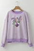 Sequin Letter Patch Striped Drop Shoulder Tee
