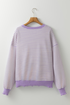 Sequin Letter Patch Striped Drop Shoulder Tee