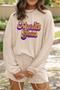 Sequin Letter Print Corded Knit Two Piece Graphic Set