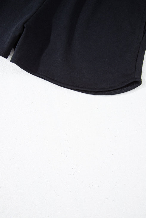 Sequin Letter Print Loose Fit Sweatshirt Short Set