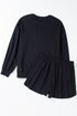 Sequin Letter Print Loose Fit Sweatshirt Short Set