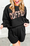 Sequin Letter Print Loose Fit Sweatshirt Short Set
