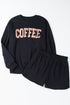 Sequin Letter Print Loose Fit Sweatshirt Short Set