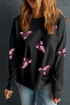 Sequin Lobster Motif Relaxed Fit Pullover Sweatshirt