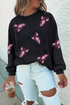Sequin Lobster Motif Relaxed Fit Pullover Sweatshirt