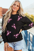 Sequin Lobster Motif Relaxed Fit Pullover Sweatshirt