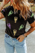 Sequin Lobster Patched Pattern Festive Graphic Tee