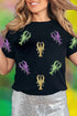 Sequin Lobster Patched Pattern Festive Graphic Tee