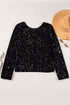 Sequin Long Sleeve Cutout Back Top