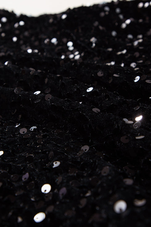 Sequin Long Sleeve Cutout Back Top