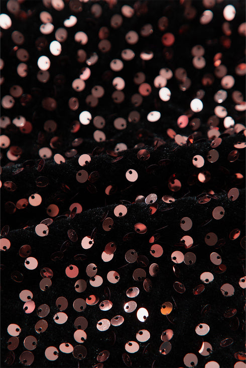 Sequin Long Sleeve Cutout Back Top