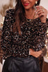 Sequin Long Sleeve Cutout Back Top