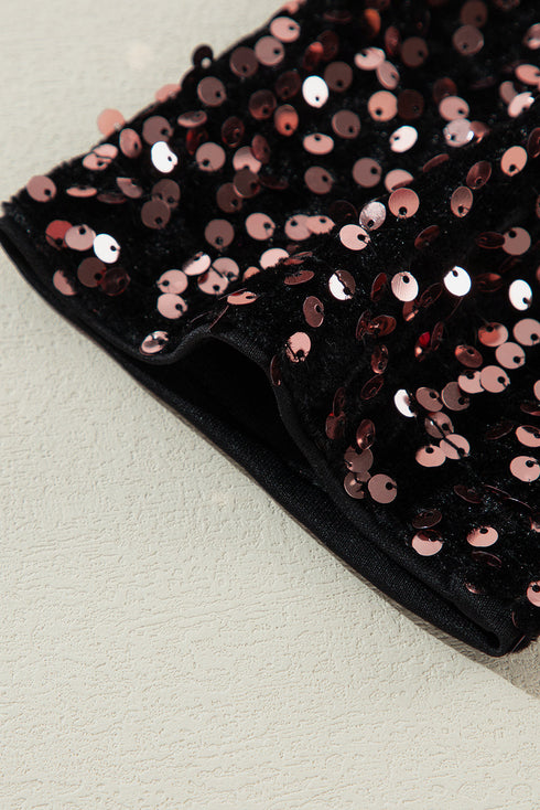 Sequin Long Sleeve Cutout Back Top