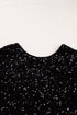 Sequin Long Sleeve Cutout Back Top