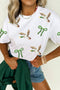 Sequin Mallard Bow Round Neck Graphic T Shirt