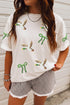 Sequin Mallard Bow Round Neck Graphic T Shirt